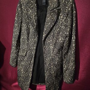 Bisou Bisuo Black and Gold Lace Blazer